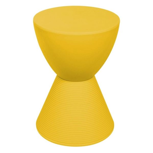 LeisureMod Boyd Modern Plastic Ribbed Round End Table in Yellow