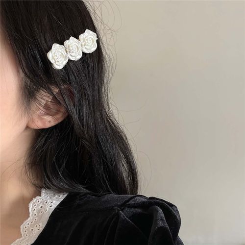 Inilbran Vintage Flower Hair Clips Silver Flowers Hair Clips French Rose Flowers Hair Clips Pins Minimalist Flowers Hair Clips Bobby Pins Decorative Hair Accessories for Women and Girls