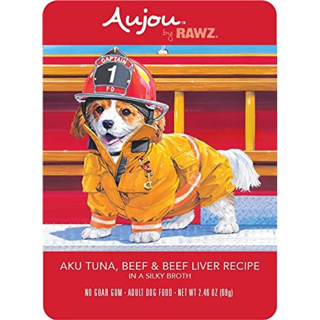 Rawz Aujou Aku Tuna, Beef & Beef Liver Dog Food 8/2.46 oz Pouches