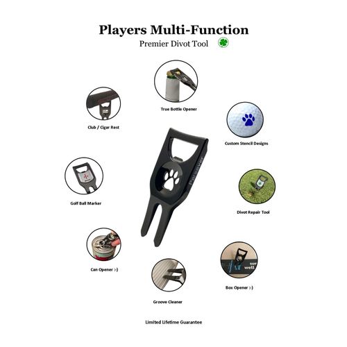 Players Divot Repair Tool - Multipurpose Divot Tool Golf Ball Stencil Paw Design - Divot Tool and Ball Marker - Golf Bag Must Have Tool - Golf Accessories Bottle Opener Gadget (PAW)