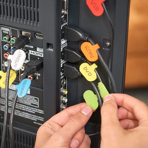 Cable Tags 30 Pack Cable Labels Magic Bands Wire Tags Name Labels Cable Ties Velcro Write on Wire Identification Reusable (Multi Color)
