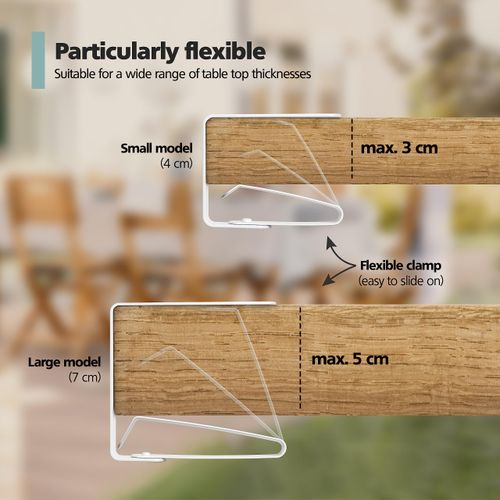virea 8 x Tablecloth clips 4 cm White - - Stainless steel table cover clamps for indoors and outdoors - - Easy to wash table cloth holders - - Rounded edges - - Clips for many table types
