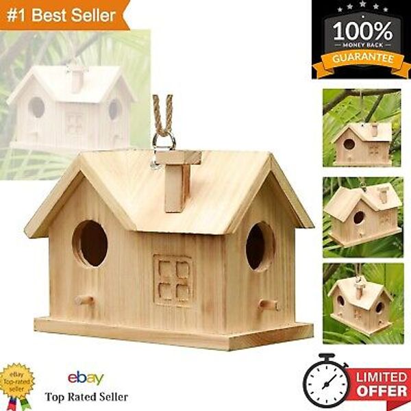 Weather-Resistant Wooden Birdhouse - Unfinished, Easy Clean Design, Perfect Size