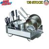 Stainless Steel Dish Rack W/ Angled Drain Board & Removable Flatware Caddy New