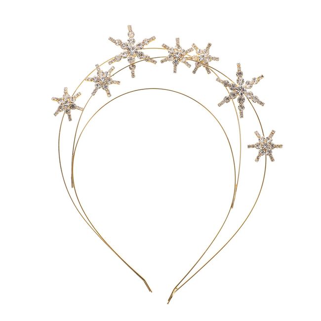 FRCOLOR Rhinestone Star Crown Headband Star Tiara Bridal Wedding Princess Pageant Queen Crown Christmas Headband (Silver)