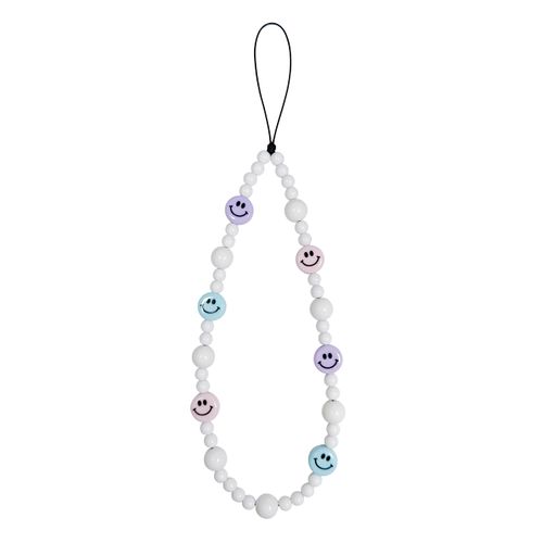 Drawwind Phone Charm Strap Universal Cell Phone Lanyard Wrist Strap Beaded Phone Chain String Handmade Phone Case Accessories for Women Girls (Smiley Face)