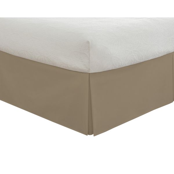 Fresh Ideas Bedding Tailored Bedskirt, Classic 14” Drop Length, Pleated Styling, King, Mocha