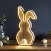 Lights4fun Wooden Neon Bunny LED Light Easter Decoration Battery Timer 30cm Indoor Use