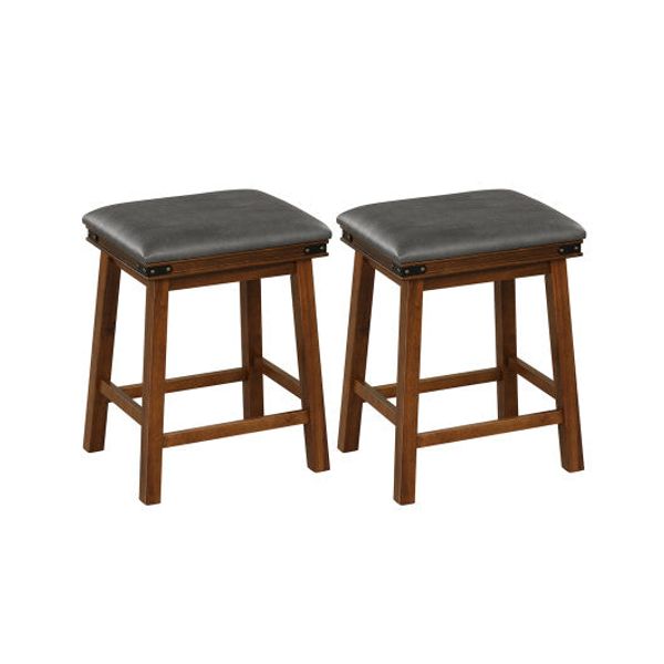 Set of 2 24/30 Inch Dining Bar Stool with Rubber Wood-24 inches