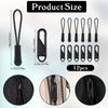 Tyqour 12pcs Zip Pulls, Universal Zipper Pulls Replacement, Paracord Zipper Pull, Zip Puller, Zipper Pull Tab for Jackets, Luggage, Backpacks, Purses, Boots, Pants(2 Styles, Black)