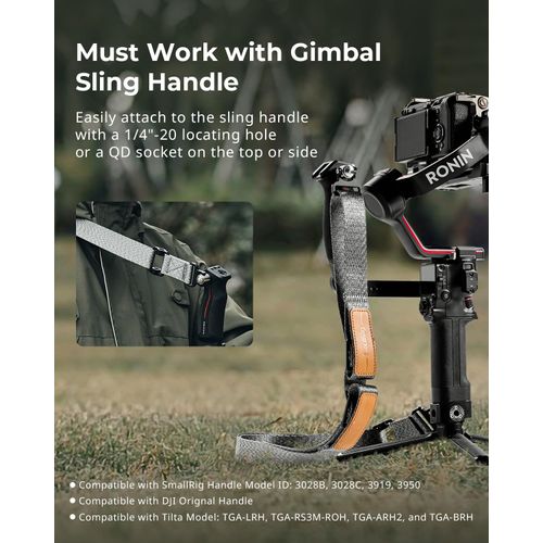 SmallRig Adjustable Sling Handgrip Gimbal Sling Handle w/Shoulder Strap for DJI RS 3 / RS 3 Pro/RS 2 Stabilizer, Ergonomic Grip for Low Angle Shots