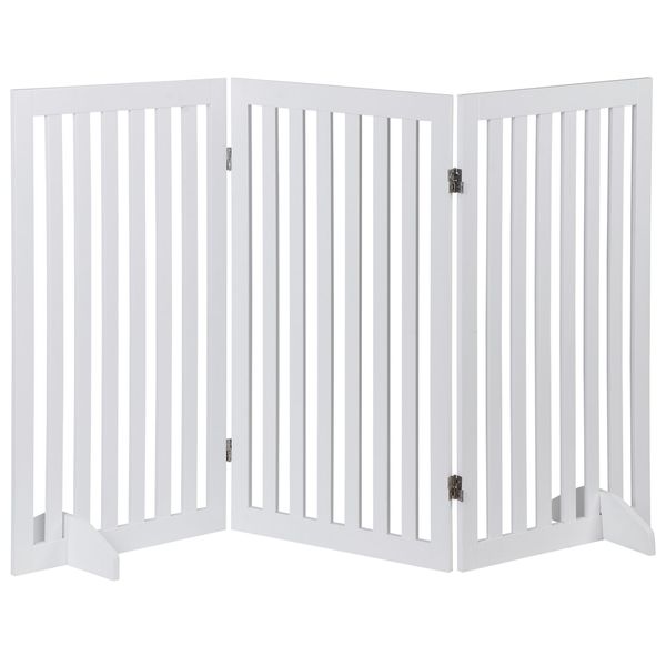 Wooden Dog Gate Foldable Pet Gate for Doorways Stairs Indoor 3 Panels Dog Fences