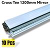 10x Mirror/Chrome Suspended Ceiling Grid Component, Mirroring Cross Tee Section 1200mm x 24mm