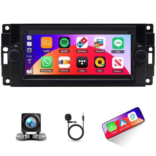 6.5" Double Din Car Radio Stereo for Chrysler 2006-2008/Dodge RAM 1500 2500 3500 4500 with Android 13 Wireless & Wired Carplay Android Auto，GPS Navigation/SWC/Backup Camera+MIC