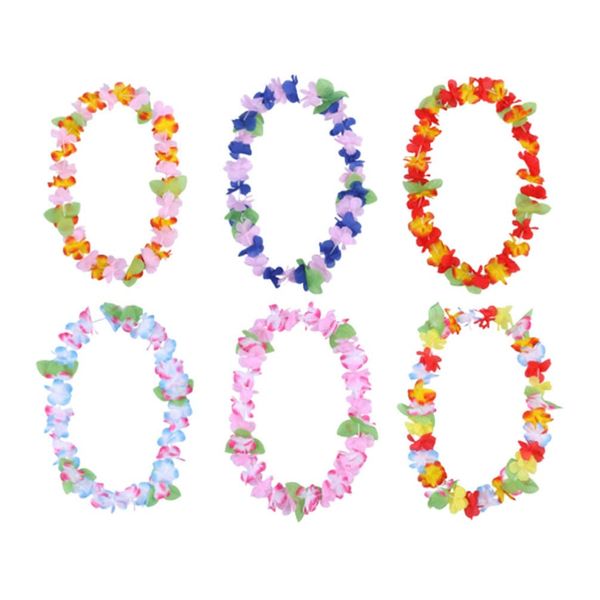 LIOOBO Hawaiian Lei Flower Lei Wreath Hawaiian Lei Necklace Hibiscus Lei Hula Hair Ornament Garland Combination Set 6pcs