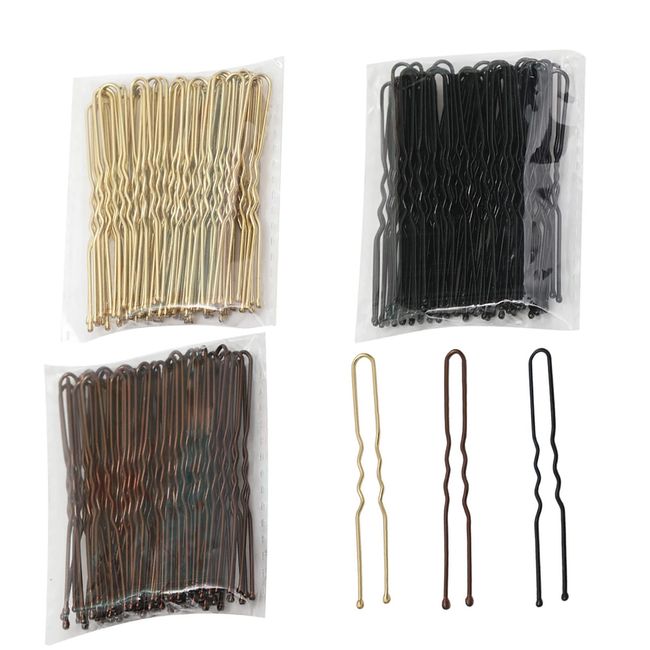 Haarnadeln,150 Pcs U-förmige Haarnadeln Metall Haarklammern Haarnadel Set für Kinder Mädchen Haarzusätze Friseursalon(Schwarz & Blond & Braun)