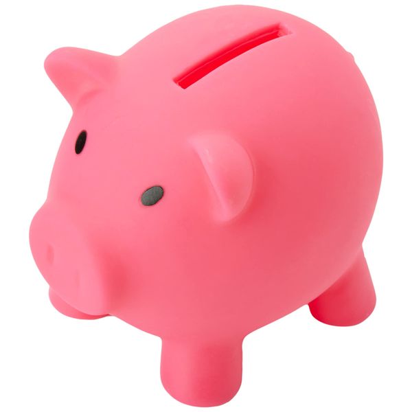 eBuyGB Piggy Bank/Money Box for Saving Coins and Cash Plastic Novelty Pig, Pink