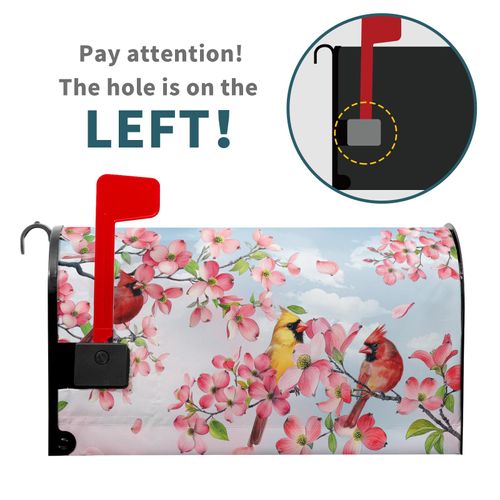 Anyako Spring Summer Pink Sakura Flowers Mailbox Covers Magnetic Standard Size 18" X 21",Spring Yellow Red Cardinal Birds Mailbox Wraps Post Letter Box Spring Cover for Holiday Garden Yard Decor
