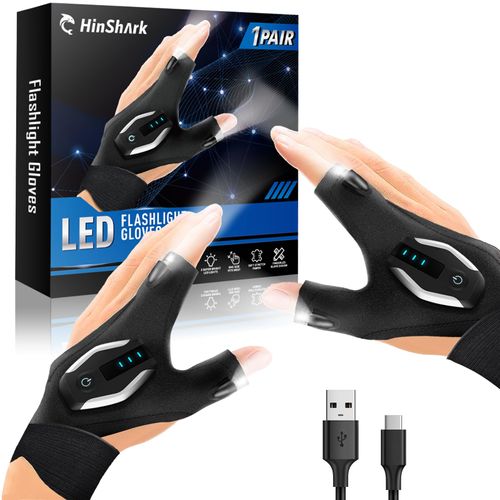 Fathers Gifts for Men, LED Flashlight Gloves Rechargeable, Dad Gifts for Fathers Day, Birthday Gifts for Men Dad Husband Grandpa Boyfriend, Unique Camping Fishing Gifts Cool Gadgets Tools for Men