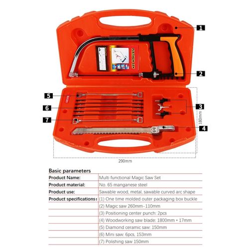 NestNook 13 in 1 Multifunction Hacksaw Set, Extra Steel Saw Blades, Hand Hacksaw with Carry Case for Cutting Wood, Metal, Plastic, PVC Pipe, Rubber, Tile, Ceramic