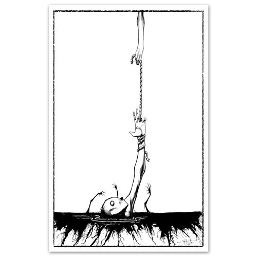 Art Print, Mental Ilness Print, Hanging On By Thread Anxiety Depresion Art Print