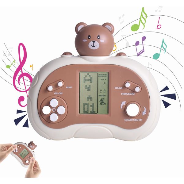 Upgraded Handheld Game Console for Kids - Newest Classic Retro Block Game Console Toy with LCD Screen - Portable Video Game Console Toys - Birthday, for Boys Girls (Bear)