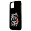iPhone 15 Plus Firefighter Serving Hot Cocoa and Fire Safety Christmas Case