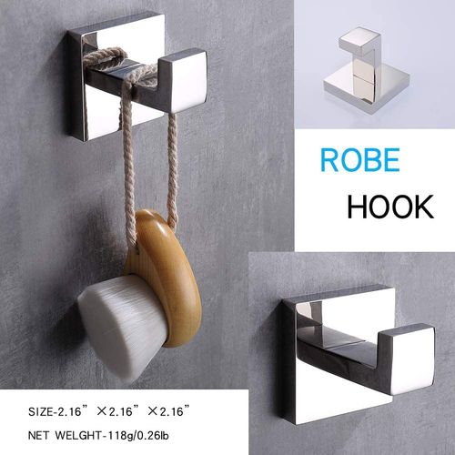 YUET Towel Hooks for Bathrooms Clothes Closet Sponges Robe Hook Screw in Metal Coat Hook for Bathroom Kitchen Hotel Garage Stainless Steel Door Hanger Wall Mounted 2 Pack, Finish (Chrome)