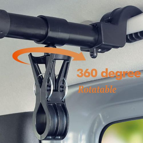 TRANSWARPS Car Clothes Hanger Bar Expandable 34" to 57" Accessories, 2-Pack Hanging Clips 360-degree Rotatable
