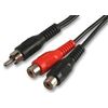 Phono Plug to 2X SOCKETS, 0.15M, Audio & Video Cable Assemblies Qty X 1