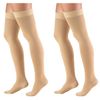 Truform Compression 20-30 mmHg Thigh High Dot Top Stockings Beige, Medium, 2 Count