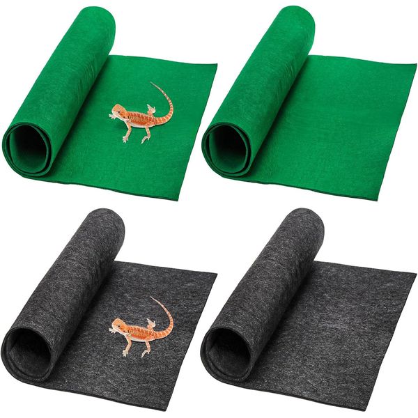 Elsjoy 4 Pack Reptile Carpet, 39" x 20" Reptile Cage Mat Terrarium Bedding for &