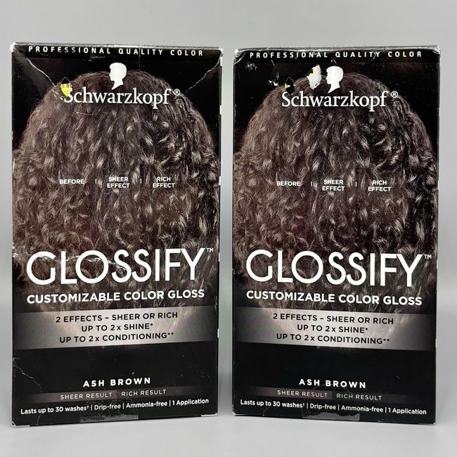 Schwarzkopf Glossify Customizable Color Gloss Ash Brown 2 PK Exp 1/25+