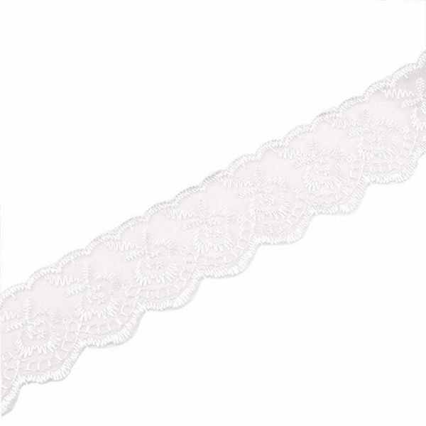 10yards Lace Edge Trim Ribbon, Floral Lace Ribbon Embroidered Applique Lace Trimming Fabric For Sewing, Clothing, Dress(White/10yards)