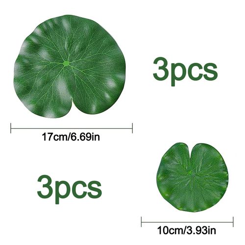 IRYNA 6Pcs Artificial Lily Pads Leaves Floating Foam Lotus Leaves Realistic Floating Lotus Leave for Home Garden Ponds Pool Landscape Decoration (10cm & 17cm)
