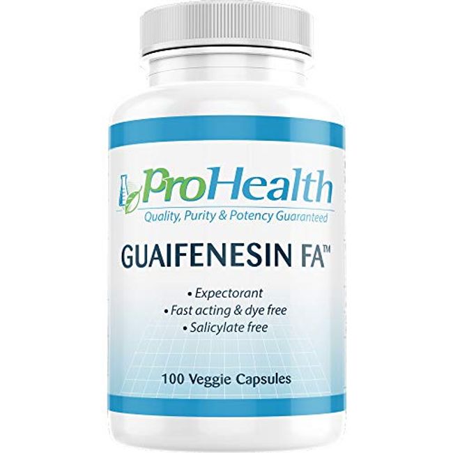 ProHealth Guaifenesin FA (400mg - 100 Veggie Capsules) Fast Acting | Immediate Release Expectorant | Helps Loosen Mucus | Relieves Chest Congestion