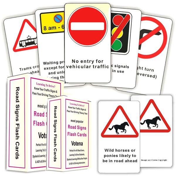 Highway Code 2023 UK DVLA Road Signs Flash Cards UK Driving Theory Test Card Revision for Car Theory Test Car Accessories for Drivers 17th Birthday Gift