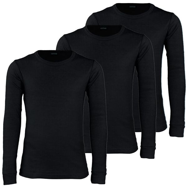 Black Snake® Kinder Thermounterhemd Sport Thermounterwäsche Langarm Unterhemd 3er Pack - Schwarz - 122-128