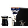 Luxury Shaving Kit for Him Silver Tip Synthetic Hair Brush, 5 Edge Compatible Razor And Stainless Steel Shaving Stand 3 Piece Kit Ready to Use