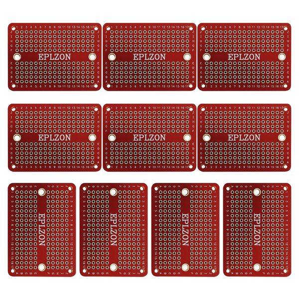 EPLZON Prototype Board Solderable Breadboard Double-Sided PCB Circuit Board for Welding, DIY Electronic Items, Red (Pack of 10)