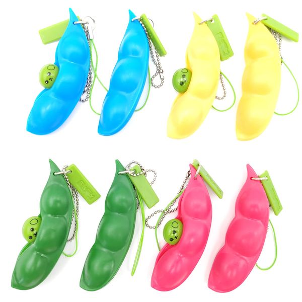 Volscity Fidget Keychain Sensory Bean Toy,Pea Pod Fidget Toys,Soybean Stress Relieving Chain Toys,Fidget Keychain,Pea Keychain Soybean Toys Gift for Children and Adults Release Stress.