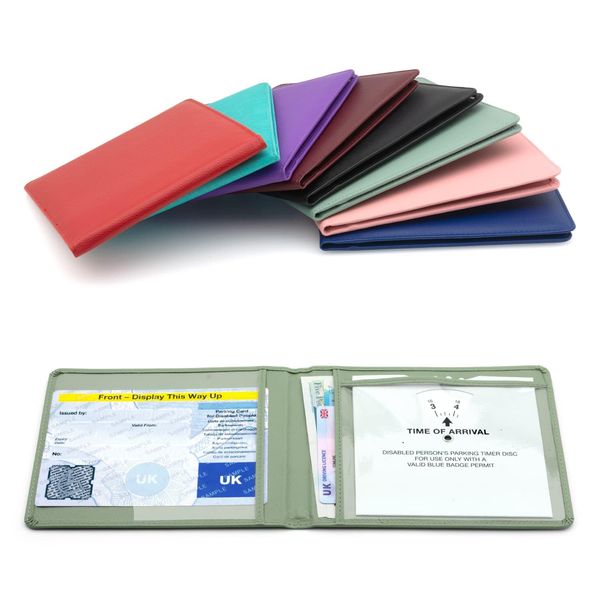 CKB LTD Disabled Badge Holder Wallet for Car Blue Badge Soft PU Leather Protector Disability Parking Permit Protective Cover (Sage Green)