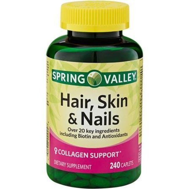 Spring Valley - Hair, Skin & Nails, Over 20 Ingredients Including Biotin and Collagen, 240 Caplets