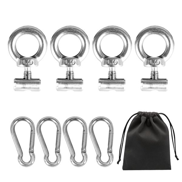 4 pcs awning rail stopper with 4 pcs carabiners, stainless steel pipe plugs, rail rings for caravan, mobile home, camper