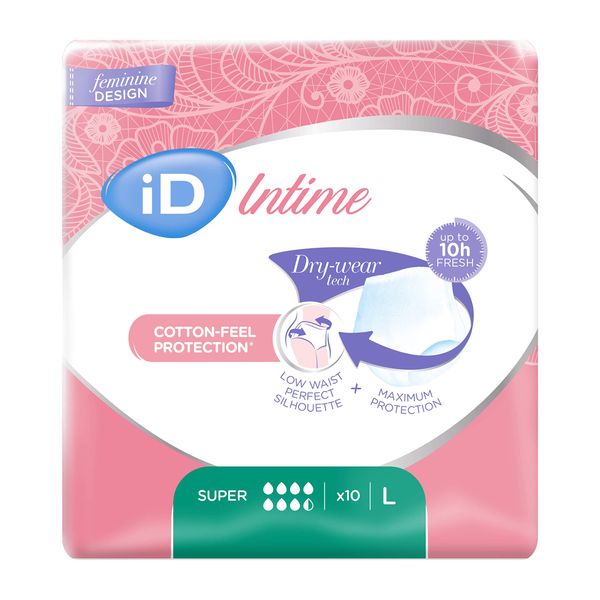 iD Intimate Pants Super Discreet and Comfortable Women's Underwear for Urinary Leakage and Incontinence Size L 10 Pieces