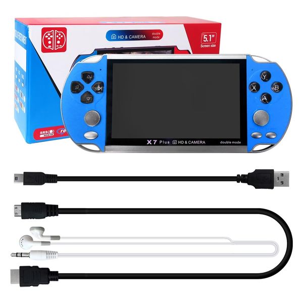 Qblahip New Handheld Game Console, 5.1" Classic Retro Portable Video Game Console (Blue)