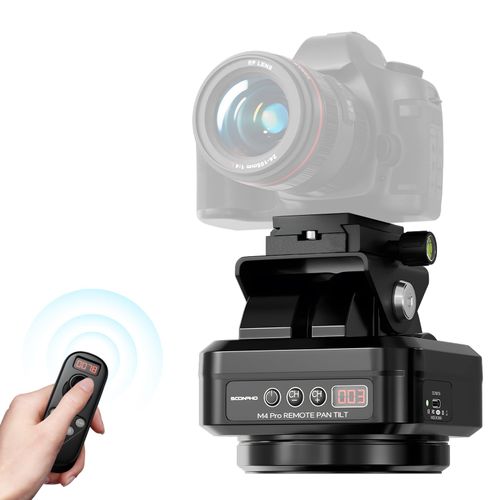 Soonpho M4 Pro Motorized Tripod Head, Rotating Panoramic Control 360° Pan Tilt Head with 40M Wireless Remote Control and Mobile Phone Clip for DSLR Cameras, Camcorders, Smartphones
