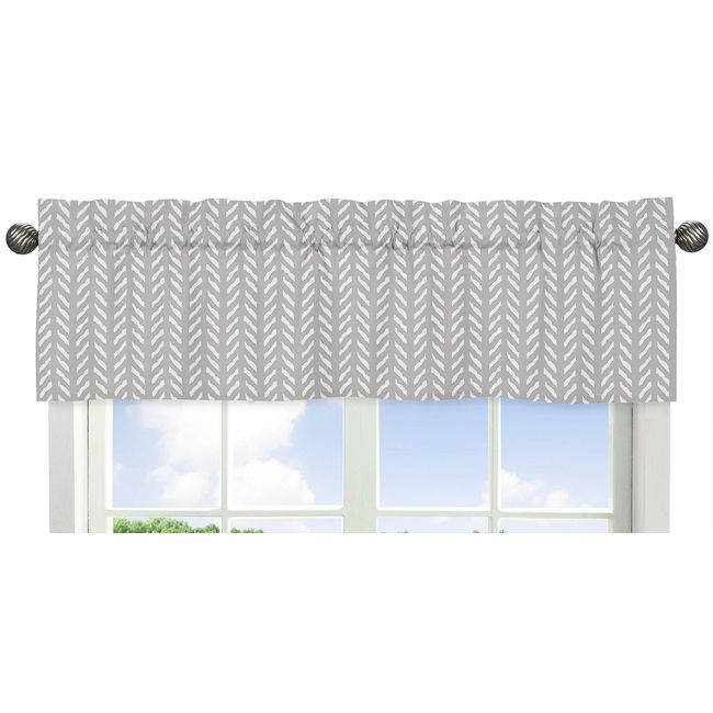 Sweet Jojo Designs Grey and White Boho Herringbone Arrow Window Treatment Valance for Gray Woodland Forest Friends Collection