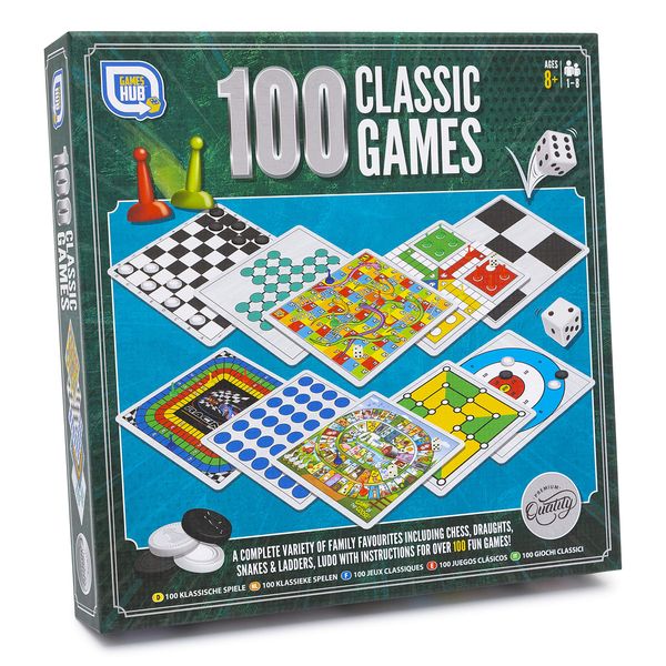 100 Classic Games Compendium - A Collection of Classic Family Board Games - Includes Chess, Draughts and Ludo