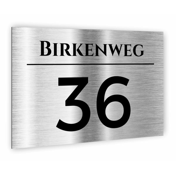 Premium House Number | Company Sign | Name Plate | Sign with Any Desired Text | Design Yourself | Aluminium Composite Silver Brushed | UV Resistant | Weatherproof for Indoor and Outdoor Use